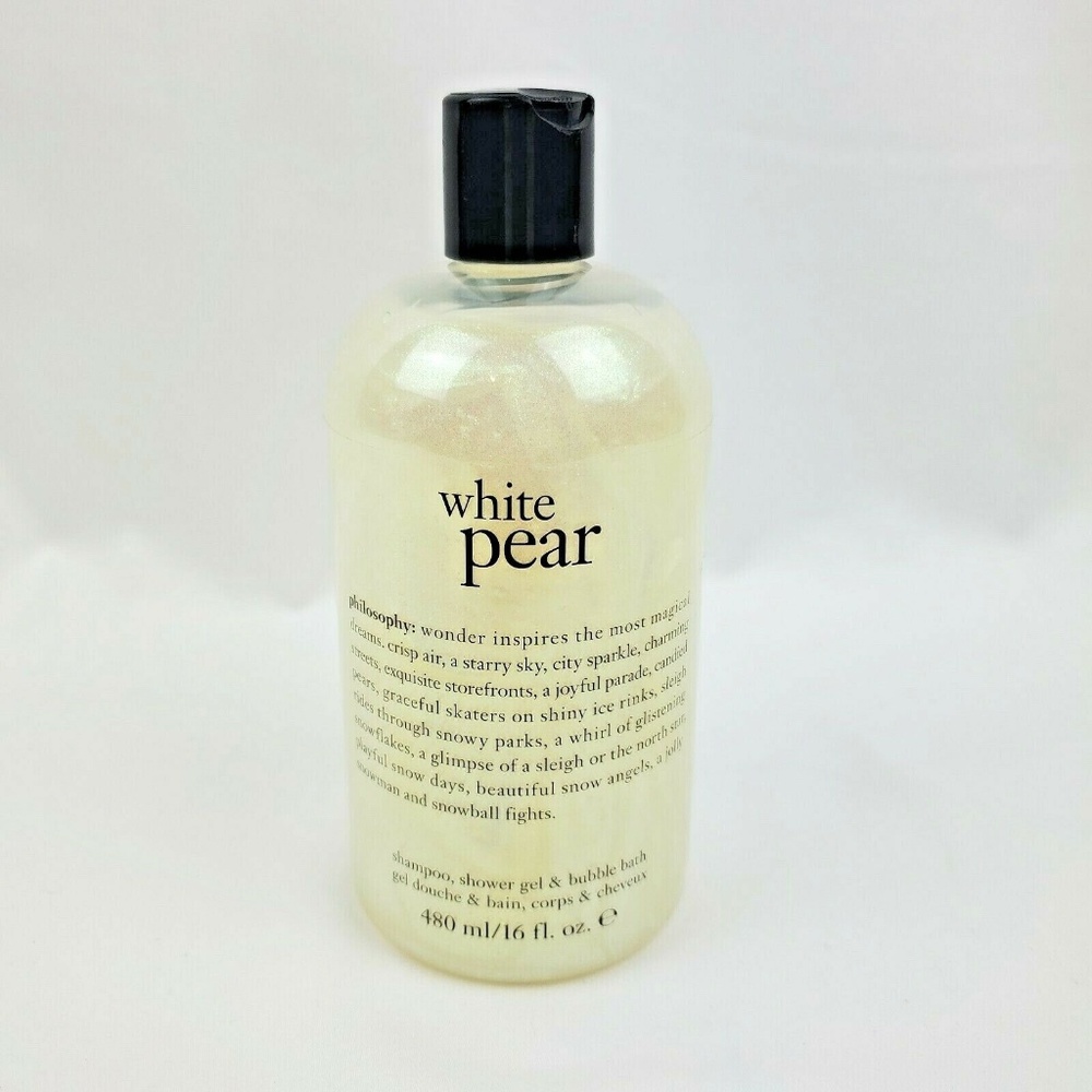 New Philosophy White Pear 3 in 1 Shower Gel, Shamboo, Bath soak Bubbles